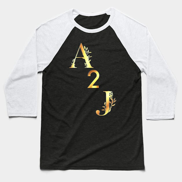 Golden A 2 J Baseball T-Shirt by Blue Butterfly Designs 